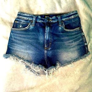 Lee Jean High Waist Distressed Jean Shorts